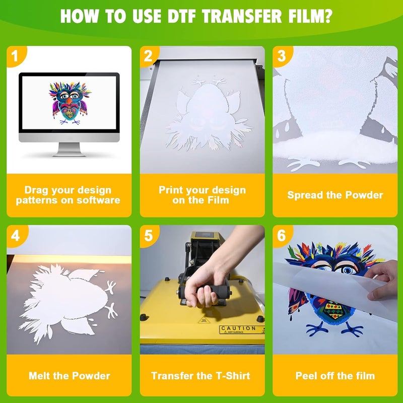 CenDale DTF Transfer Film - A4(8.3" x 11.7") 60 Sheets Double-Sided Matte DTF Film for Sublimation Hack on Cotton, Direct to Film Printing on Dark and Light T-shirts, Hot & Cold Peel DTF Paper - Image 5